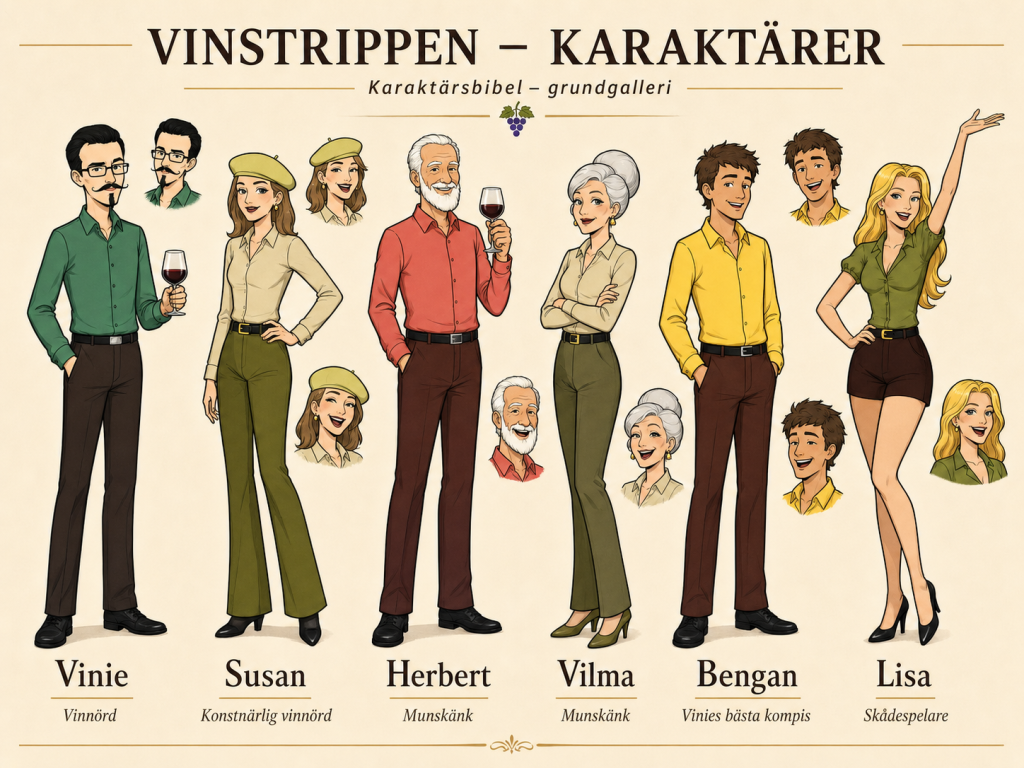 Karaktärerna i Vinstrippen från Vinia